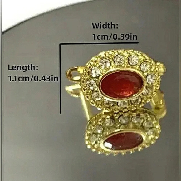 Ruby Red And Cubic Zirconia Chic Classic Events Holiday Party Gift Earrings - Picture 7 of 8